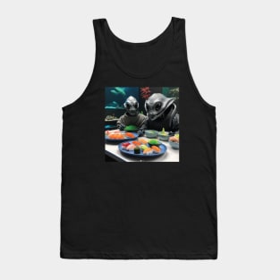 Aliens Enjoying Sushi Tank Top